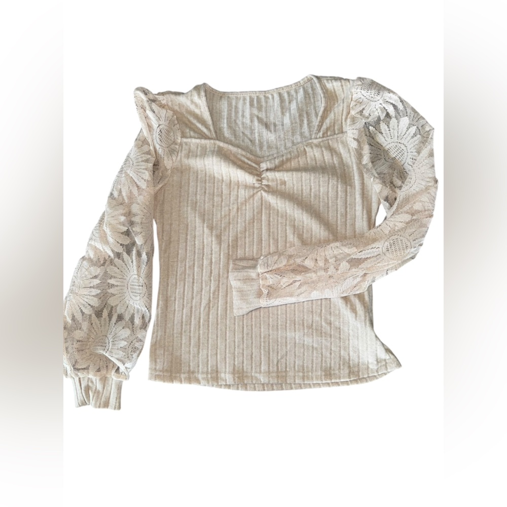 Cream Lace Sleeve Top